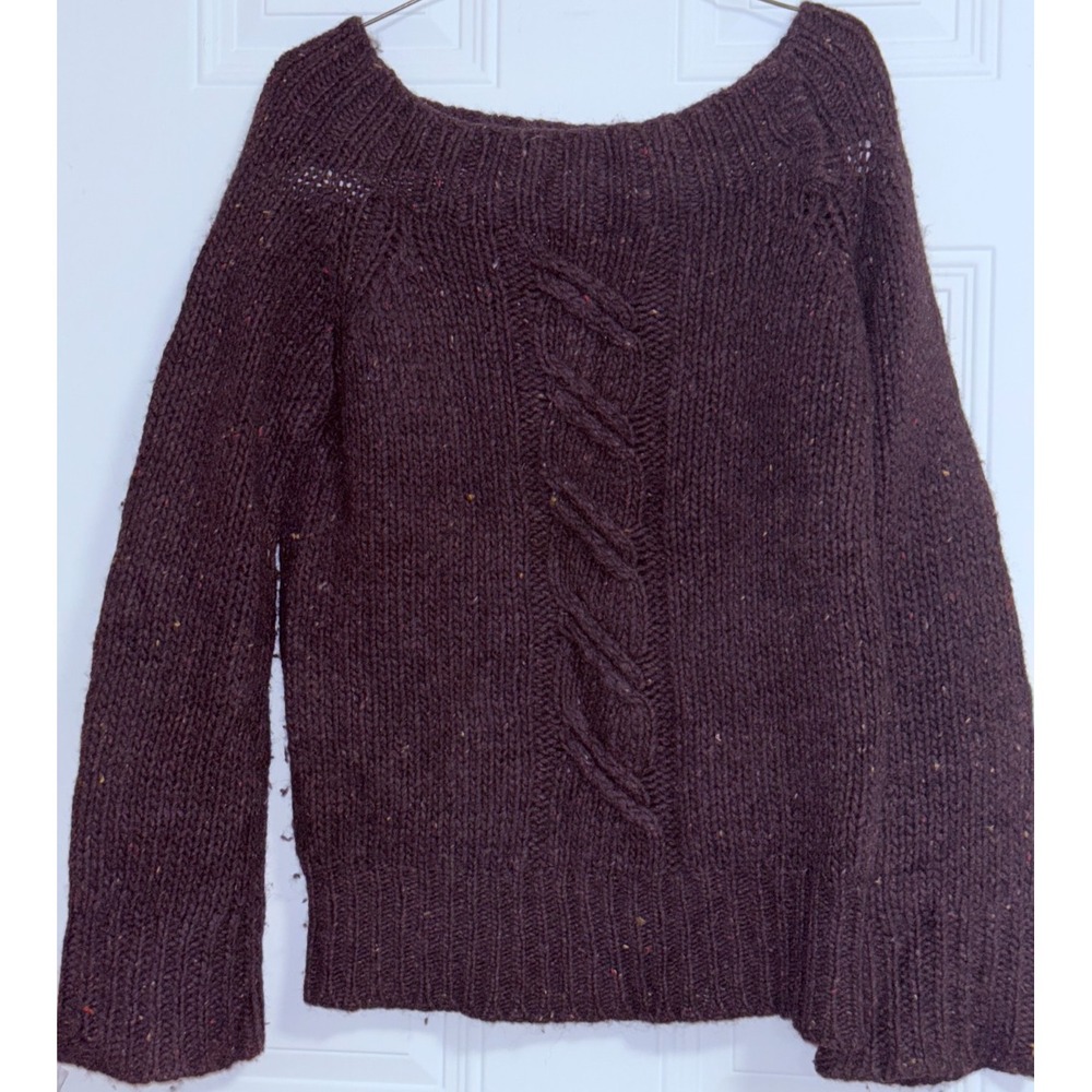 J. Crew Sweater SZ Small Vertical Cable Knit Wool Silk Luxury Fall Substantial
